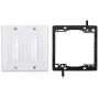 Mxtechnic Brush Wall Plate Decora Style, Cable Pass Through Insert for Wires, 2 Gang Cable Access Strap, Wall Socket for HDTV, HDMI, Wall Cables Brush Plate (2Plate+Kit, 2 Gang White 2kit)