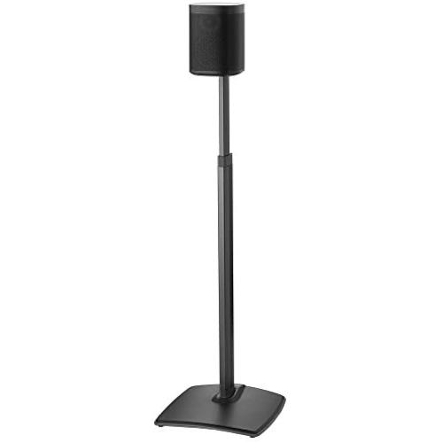 Sanus Adjustable Height Wireless Speaker Stands Designed for SONOS ONE, ONE SL, Play:1, and Play:3 - Tool-Free Height Adjust Up to 16'' with Built in Cable Management - Single Black