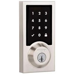 Weiser (by Kwikset) Premis Electronic Touchscreen SmartKey Deadbolt Lock, Works with Apple HomeKit, Siri Voice Control, & Apple TV. Satin Nickel, 9GED22000-001-US15
