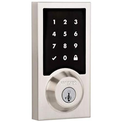Weiser (by Kwikset) Premis Electronic Touchscreen SmartKey Deadbolt Lock, Works with Apple HomeKit, Siri Voice Control, & Apple TV. Satin Nickel, 9GED22000-001-US15