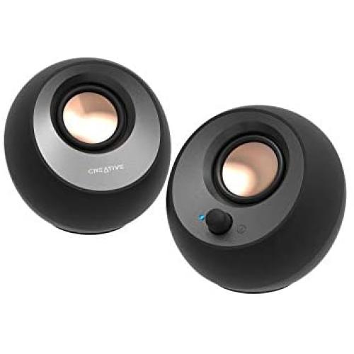 Creative Pebble V3 Minimalistic 2.0 USB-C Desktop Speakers with USB Audio, Clear Dialog Enhancement, Bluetooth 5.0, 8W RMS with 16W Peak Power, USB-A Converter Included (Black)