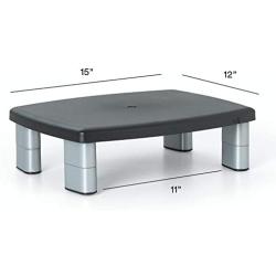 3M Adjustable Monitor Stand Riser, Three Leg Segments Simply Adjust Height, Sturdy Platform Holds Up to 80 lbs for Monitors, Laptops, and Printers, Space for Storage Underneath, Silver/Black (MS80B)
