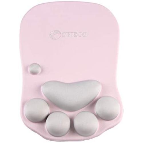 Cat Paw Mouse Pad with Wrist Support Soft Silicone Wrist Rests Wrist Cushion Comfort Mouse Pad Computer Mouse Mat Desk Decor Green(10.7x7.8x0.9) (Pink)
