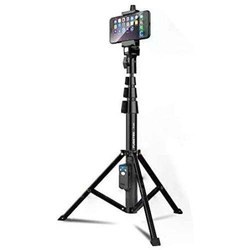 Selfie Stick & Tripod Fugetek, Integrated, Portable All-in-One Professional, Heavy Duty Aluminum, Bluetooth Remote Compatible with Apple & Android Devices, Non Skid Tripod Feet, Extends to 51'', Black