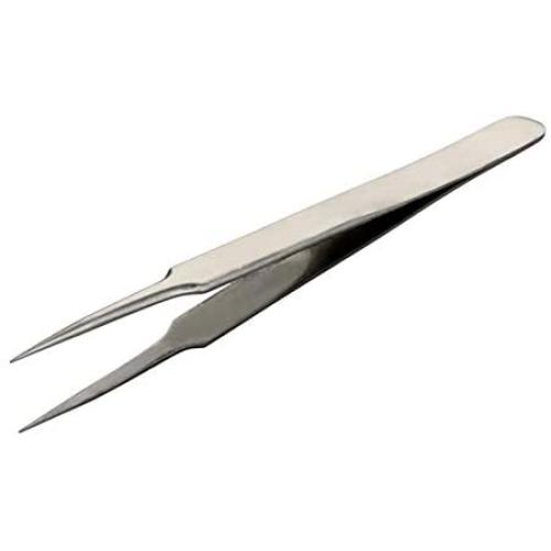 Utoolmart ST-14 Stainless Steel Micro-magnetic Pointed Tip Tweezer Silver Tone with Card Bag 1 pcs