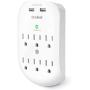 6-Outlet Surge Protector, Wall Outlet Extender Multi Plug Outlet Wall Adapter with 2 USB Charging Ports 2.4 A, 490 Joules, ETL Listed for Home, School, Office, White