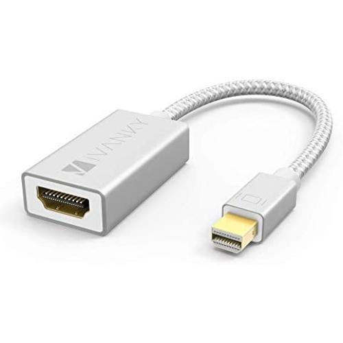 Mini DisplayPort to HDMI Adapter [Super Slim, Aluminum Shell, Nylon Braided] - iVanky Thunderbolt to HDMI Adapter for MacBook Air/Pro, Microsoft Surface Pro/Dock, Monitor, Projector and More - Silver