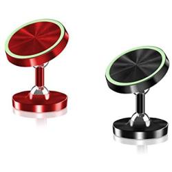 Car Cell Phone Magnetic Holder, MamaWin Aluminum Alloy 360°Rotation Luminous Portable Car Smart Phone Holder Stand, Metal Mobile Phone Holder for iPhone, Android Phone, 2 Pack