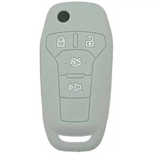 SEGADEN Silicone Cover Protector Case Holder Skin Jacket Compatible with FORD Fusion 4 Button Flip Remote Key Fob CV2711 Gray