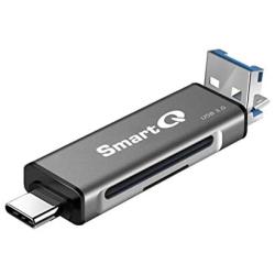 SmartQ C350 USB C sd Card Reader and USB 3.0 Super Speed Memory Card Adapter for MicroSDXC and SDHC Card, SD, SDXC, SDHC, SD Cards, Works for Windows, Mac OS X, Android Devices, OTG Adapter