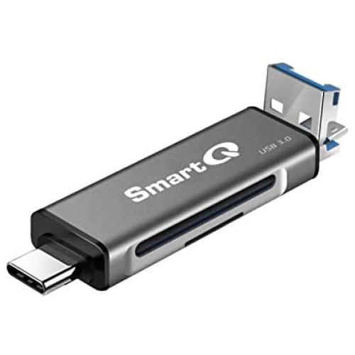 SmartQ C350 USB C sd Card Reader and USB 3.0 Super Speed Memory Card Adapter for MicroSDXC and SDHC Card, SD, SDXC, SDHC, SD Cards, Works for Windows, Mac OS X, Android Devices, OTG Adapter