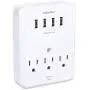 POWRUI Multi Wall Outlet Adapter Surge Protector 1680 Joules with 4-USB Ports Wall Charger, Wall Mount Charging Center 3 Outlet Wall Mount Adapter for Home, School, Office, ETL Certified