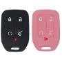 LemSa 2Pcs Keyless Entry Remote Car Smart Key Fob Outer Shell Cover Soft Rubber Protective Case for GMC Acadia Terrain Yukon Chevrolet Suburban Tahoe HYQ1AA 13584502 1551A-AA, Black Pink