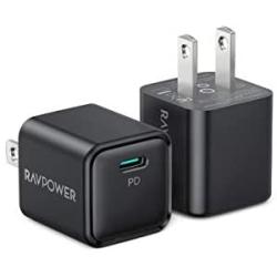 USB C Charger, RAVPower 2-Pack 20W iPhone Fast Charger Type C Wall Charging Adapter, PD 3.0 Durable Compact for iPhone 12/12 Mini/12 Pro/12 Pro Max/11,iPad Pro,Galaxy,Pixel,Switch, AirPods Pro