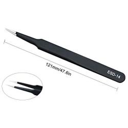 ESD Anti Static Precision Electronics Tweezers Tools Kit, Non Magnetic Multi-Standard Stainless Steel Tweezer Set for Electronics Jewelry-Making Repairing and Cell Phone Repair,2pack (ESD-14&15)