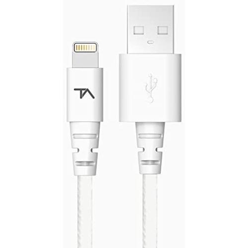 Tech Armor Apple MFi Certified Lightning Cable to USB A - 6FT White - Tough-Braided Extra-Strong Jacket - Sync/Charge iPhone & iPad