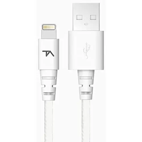 Tech Armor Apple MFi Certified Lightning Cable to USB A - 6FT White - Tough-Braided Extra-Strong Jacket - Sync/Charge iPhone & iPad