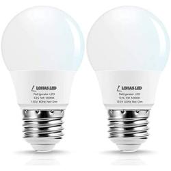 LOHAS Refrigerator Light Bulb, 40W Equivalent LED A15 Bulb, 5W LED 120V Fridge Lights, E26 Medium Base Ceiling Fan Light, 420lm Not-Dim Waterproof for Freezer Home Bathroom Kitchen Lighting, 2 Pack
