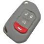 Qty(2) Alegender Black Grey 4Buttons Flip Key Cover Case Fob Bag Keyless Jacket Protector Fit for Jeep 2019 2018 Wrangler JL JLU Rubicon 68292944AA