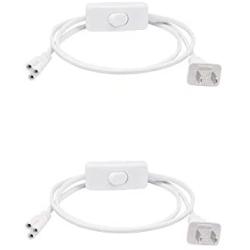 Cresea Products 10ft UL T5 T8 Led Tube Power Extension Cords for Integrated Tube Light with 2 Prong US Plug and On/Off Switch (2 Pack)