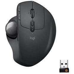 Logitech MX Ergo Wireless Trackball Mouse Adjustable Ergonomic Design, Control and Move Text/Images/Files Between 2 Windows and Apple Mac Computers (Bluetooth or USB), Rechargeable, Graphite - Black