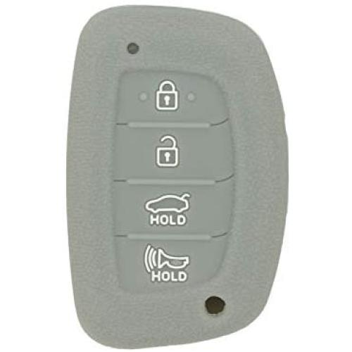 SEGADEN Silicone Cover Protector Case Holder Skin Jacket Compatible with HYUNDAI 4 Button Smart Remote Key Fob CV4112 Gray