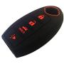 LemSa 2Pcs Rubber Silicone Remote Key Fob Cover Keyless Protector Bag Holder for Nissan Altima Maxima Murano Armada Gt-r Sentra Altima Rogue Pathfinder, Black/Red