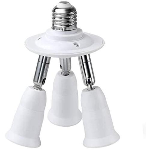 JACKYLED 3 in 1 Light Socket Splitter E26 E27 Adapter Converter for Standard LED Bulbs 360 Degrees Adjustable 180 Degree Bendable Max Watt 180W