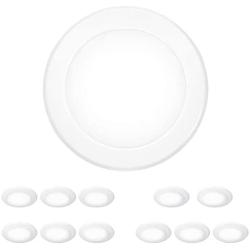 12 Pack 5/6 Inch Dimmable LED Disk Light Flush Mount Recessed Retrofit Ceiling Lights, 15W=120W, CRI90, 1050lm, 4000K Neutral White, Installed in Junction Box or Recessed Can, ETL Listed