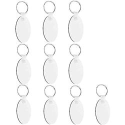 Fbaby 10pcs DIY Sublimation Double-Sided Heat Transfer Keychain Blanks Wooden Hard Board Key Rings White Blank MDF Key Chain for Heat Press (Oval)