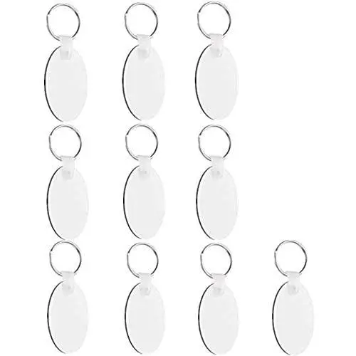 Fbaby 10pcs DIY Sublimation Double-Sided Heat Transfer Keychain Blanks Wooden Hard Board Key Rings White Blank MDF Key Chain for Heat Press (Oval)