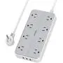 USB Power Strip Flat Plug, TESSAN Desktop Charging Station with 3 USB Ports, 5 Feet Long Extension Cord, Compact Size for Home Office and Travel Use USB Power Strip Flat Plug, TESSAN Desktop Charging Station with 3 USB Ports, 5 Feet Long Extension Cord, Compact Size for Home Office and Travel Use