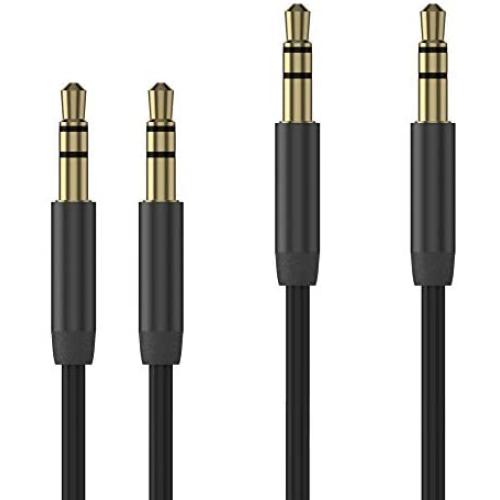 TalkWorks Aux Cable 3.5mm Audio Cord for Car (2 Pack) 6ft Long Heavy Duty Male to Male Jack Auxiliary Cord Extension Adapter for Apple iPhone, Android for Samsung Galaxy, Headphones, Stereo - Black