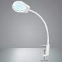 Psiven Dimmable Magnifying Glass Desk Lamp - Lighted Magnifier with Stand & Clamp, Magnifying Glass with Light for Close Work, Reading, Workbench, Crafts, Hobbies, Task, Sewing, Soldering - White