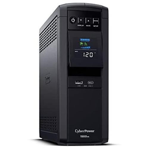 CyberPower CP1500PFCLCD PFC Sinewave UPS System, 1500VA/1000W, 12 Outlets, AVR, Mini Tower Black