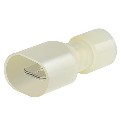 AIRIC Male Spade Connector 12-10 Gauge 100PCS Nylon Fully Insulated Male Wire Quick Disconnects Spade Terminal Connectors Yellow, 0.250in