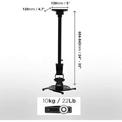 Duronic Projector Mount PB02XL | Bracket Arm Fixing for Ceiling or Wall | 22lbs Capacity | Universal | Heavy Duty | Fittings Included | Rotate 360 °, Swivel 180 °, Tilt 180° for Easy Projection Set-Up