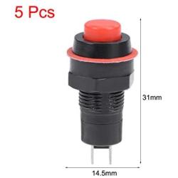 uxcell 5pcs 10mm Momentary 2P Plastic Mini Round Push Button Switch Red SPST Nomally Open