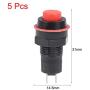 uxcell 5pcs 10mm Momentary 2P Plastic Mini Round Push Button Switch Red SPST Nomally Open