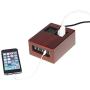 Power Hub 5 USB + 2 AC Charging Station | Built in Surge Protection | Attractive Dependable Table Side Charging Hub | Walnut | Set of 4 Short Cords (Lightning)