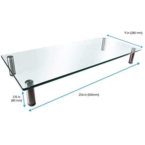 Monoprice Multimedia Riser Desktop Monitor Stand - Medium, 25.6 x 11.0 Inches, Clear Glass - Workstream Collection