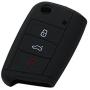 SEGADEN Silicone Cover Protector Case Skin Jacket Compatible with VOLKSWAGEN 3 Button Flip Remote Key Fob CV9803 Black