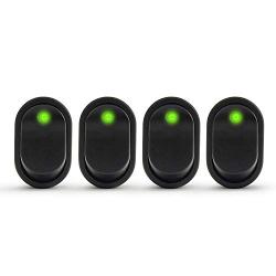 APIELE Rocker Toggle Switch Boat Waterproof DC 12V 30A ON-Off with Dot Light SPST 3 Pins 2 Position 4Pcs ASW-20D (Green)