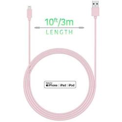 TalkWorks iPhone Charger Lightning Cable 10ft Long Heavy Duty Cord MFI Certified for Apple iPhone 12, 12 Pro/Max, 12 Mini, 11, 11 Pro/Max, XR, XS/Max, X, 8, 7, 6, 5, SE, iPad - Pale Pink