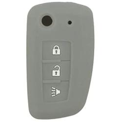 SEGADEN Silicone Cover Protector Case Holder Skin Jacket Compatible with NISSAN 3 Button Flip Remote Key Fob CV4507 Gray