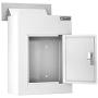 AdirOffice Through The Wall Drop Box Safe - Durable Thick Steel w/ Adjustable Chute - Mail Vault for Home Office Hotel Apartment (White)