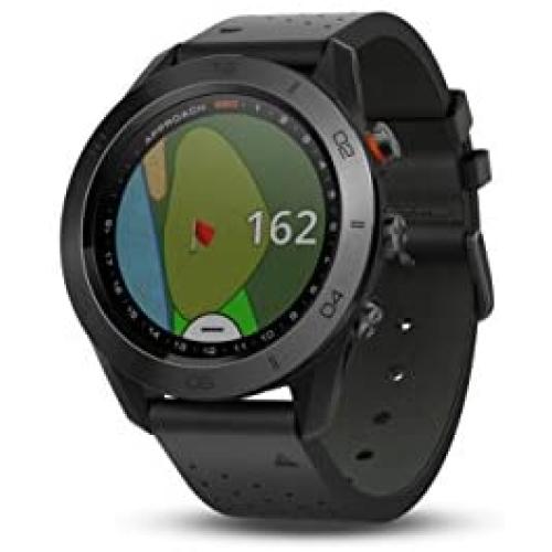 Garmin Approach S60, Premium GPS Golf Watch with Touchscreen Display and Full Color CourseView Mapping, Black w/ Leather Band