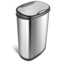 Ninestars DZT-50-13 Automatic Touchless Motion Sensor Oval Trash Can with Black Top, 13 gallon/50 L, Stainless Steel