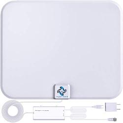 U MUST HAVE Amplified HD Digital TV Antenna Long 200+ Miles Range - Support 4K 1080p Fire tv Stick and All TVs - Indoor Smart Switch Amplifier Signal Booster - 18ft Coax HDTV Cable/AC Adapter (white)
