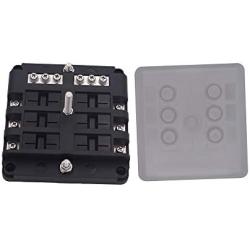 circuit breaker Fuse Block W/Negative Bus - JOYHO 6 Way Fuse Distribution Box with Ground, With Protection Cover, Bolt Connect Terminals, 70 pcs Stick Label, for Automotive Vehicle Boat Marine